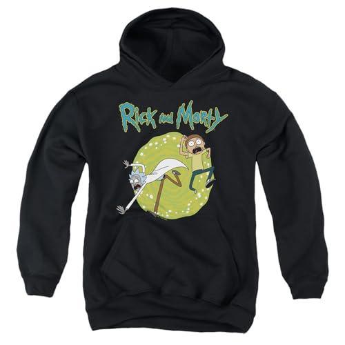 Rick and Morty Portal Kids Pull-Over Hoodie (Medium) for Youth Boys and Girls, Black