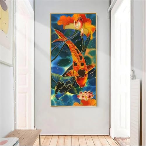 Peinture diamant poisson rouge 5D kit complet de broderie cristal 60x120cm pour adulte