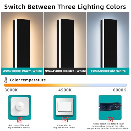 Daoseolo Upgrade Widened 2 Pack LED Outdoor Wall Sconce, 39.3inch Modern Wall Mount Light, 3 Color 3000K/4500K/6000K, 36W, IP65 Waterproof, Outside Lighting Fixture for Courtyard, House, Patio by Daoseolo - Image 2