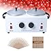 Wax Warmer Double Pot, Professional Electric Heater for Facial, Body, Spa, and Salon, 1.2L Dual Adjustable Temperature with 100 Wooden Craft Sticks, Hair Removal