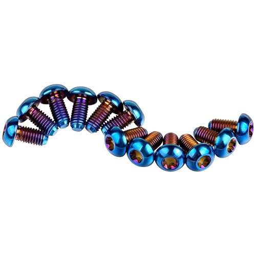 Image of 12Pcs Ti Titanium Bolts Torx M5x10 Bicycle Bike Disc Brake Cycle Rotor Screws Gr5 (Burnt Blue)