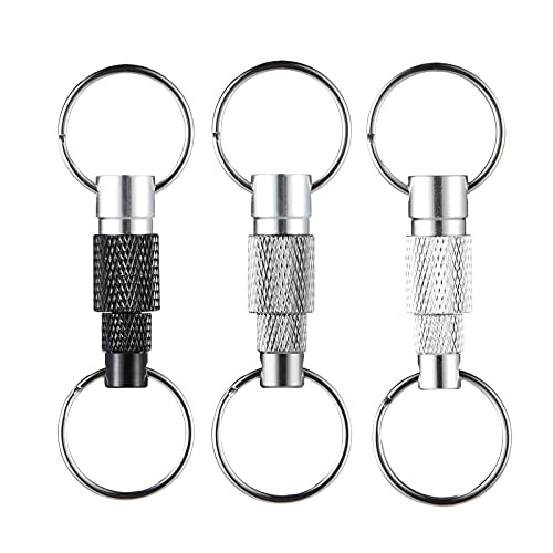 MDSK Detachable Keychain, Quick Release Pull Apart Breakaway Key Rings Lock Holder Dual Split Rings for Handy Outdoor (3 Pack), 7.5cmL