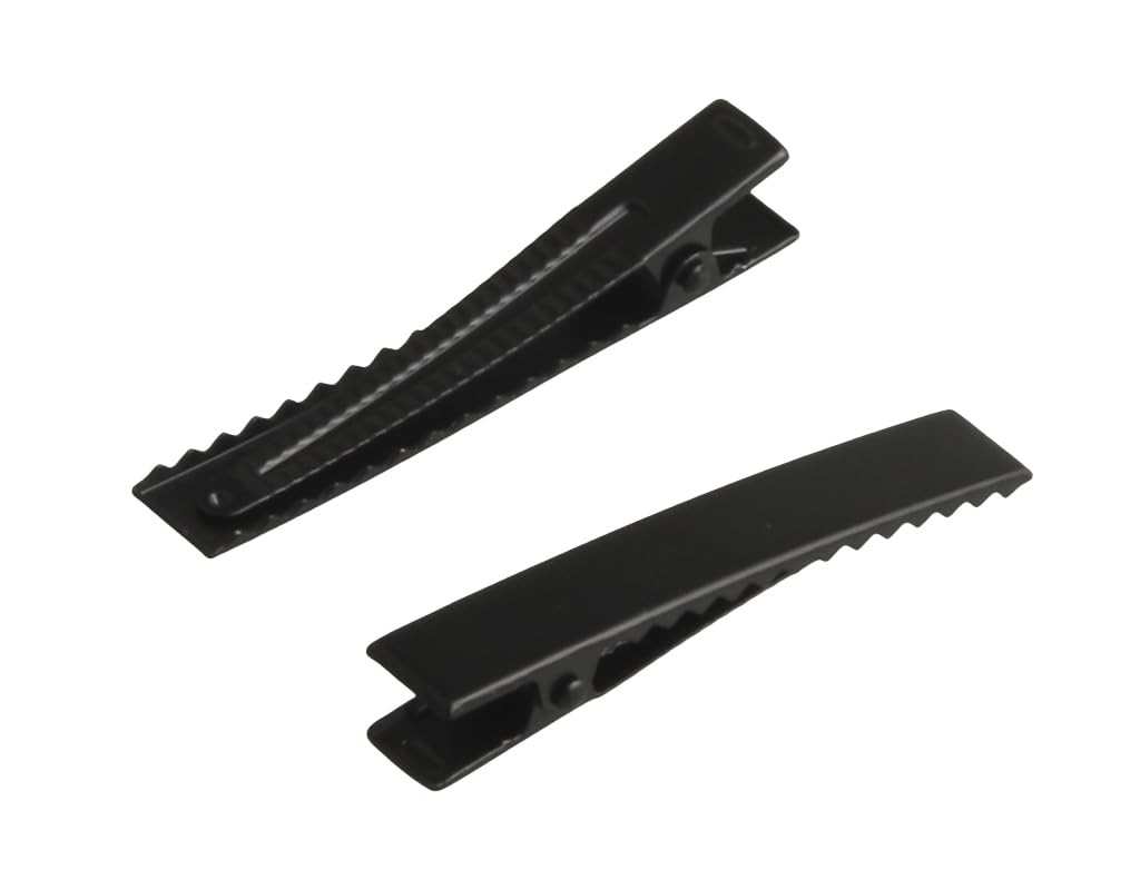 MAHAVIMOKSA 60pcs Black Flat Single Prong Alligator Hair Clips for DIY Craft (35mm/1.35")