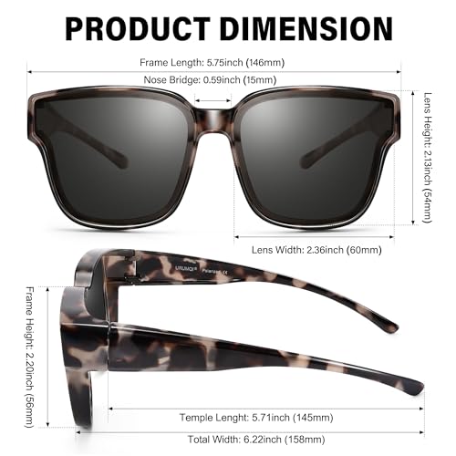 Image of URUMQI Polarized Sunglasses Fit Over Glasses Women Men UV400 Trendy Shades