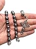 Nazareth Store Hematite Rosary Black Stone Beads Necklace Metal Beaded Miraculous Medal & Cross Rosary For Men and Womens NS #1