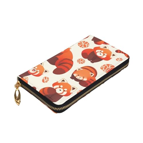 red Panda Prints Leather Long Clutch Wallet for Fashionable Girls and Women - Durable, Stylish, and Functional, Black, One Size3