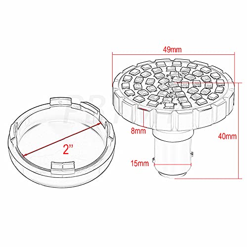 PBYMT 2\" Bullet 1157 LED Front Turn Signal Light Smoke Lenses Covers Compatible for Harley Davidson Sportster Softail Touring Electra Street Glide Road King 1997-2024 - Thumbnail 2