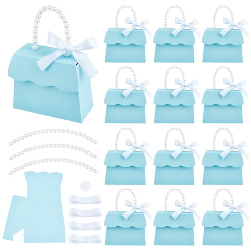 Boîtes cadeaux pour anniversaire et mariage cyan clair avec autocollants