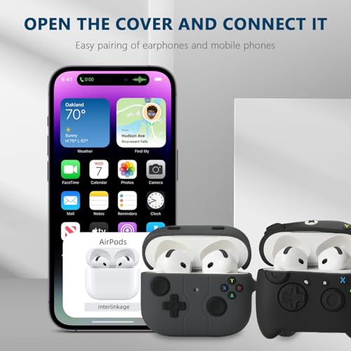 Image of [2Pack] Gedicht for Apple Airpods 4th Generation Case Cover(2024), Cute Cartoon Game Consoles Controller Soft Silicone Protective Cases for Airpods 4 Case with Keychain for Women Men,Black A+Black B
