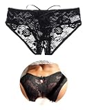 comeondear Slip Femme String Grande Taille Culotte Dentelle Tanga Chic Hot sous Vêtements Féminins Lingerie Dessous Slip Bresilien Respirante Stretch 1 Noir,XL XXL