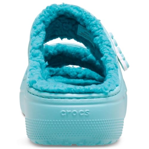 Image of Crocs Unisex-Adult Classic Cozzzy Sandals, Fuzzy Slippers and Slides, Pure Water, 15 Men /17 Women