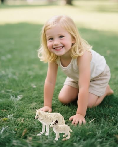 Image of 2PCS Wolf Toy, Arctic Wolf Figurine for Kids and Animal Lovers, Educational Animal Model for Cognitive Learning and Parent-Child Interaction, Collectible Wolf Statue for Home Decor