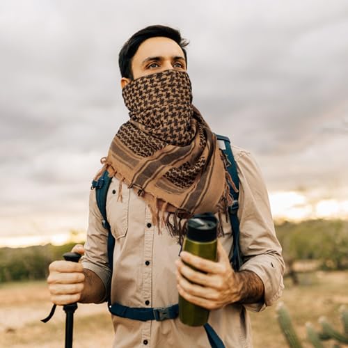 Aonal Military Shemagh Tactical Desert Scarf, 100% Cotton Keffiyeh Neck Head Scarf Wrap for Men Women