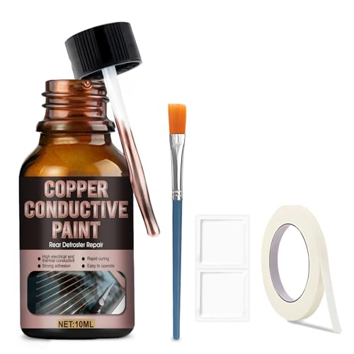 WANJAO Rear Defroster Repair Kit Copper Conductive Paint for Repairing Rear Window Defroster Screens with Brush Wipes Masking Paper Strong Adhesion and Fast Repair Performance 10 Ml