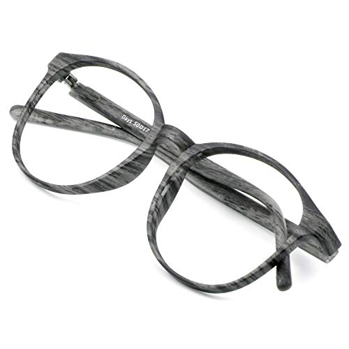 Image of VisionGlobal Blue Light Blocking Glasses for Women /Men, Anti Eyestrain, Stylish Oval Frame, Anti Glare (Wood, +0.75 Magnification)