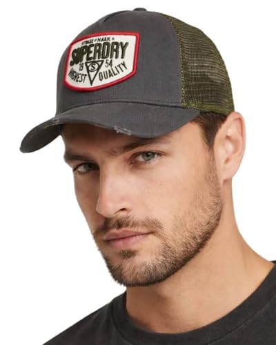 Superdry Gorra de malla para hombre, Flint Stone Azul Gris,