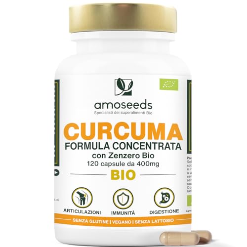 Curcuma BIO con Zenzero | Alta concentrazione, 95% di curcuminoidi | Curcumina Alto assorbimento | Riduce i dolori articolari | Senza piperina | 120 capsule | Qualità Superiore
