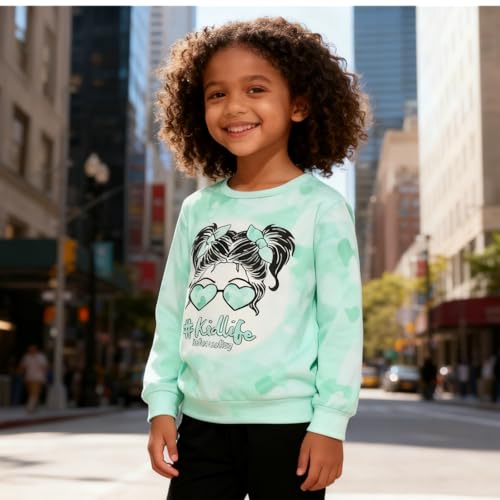 Image of OLMRJKD Kids Toddler Girls Clothes Figure Graphic Drop Shoulder Top Pullover Spotted Print Pants Fall Winter Outfit Set