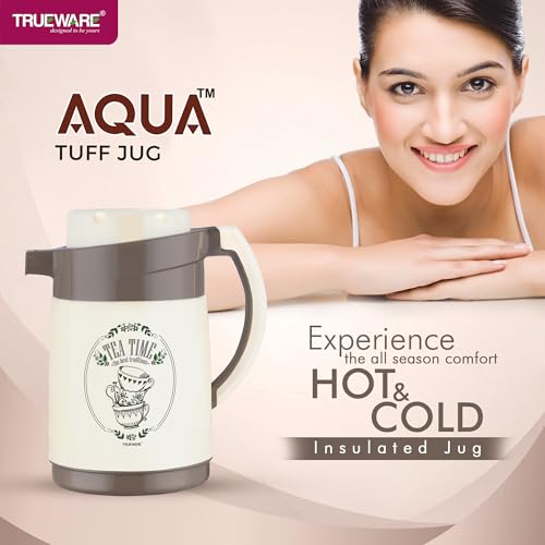 Image of Trueware Aqua Jug Insulated Flask - 750 Ml | Insulated Tea Pot Kettle Inner Steel Outer Plastic | Hot & Cold | Food Grade Plastic | Lightweight BPA-Free | Wide Mouth Design | Ideal for Office, Travel