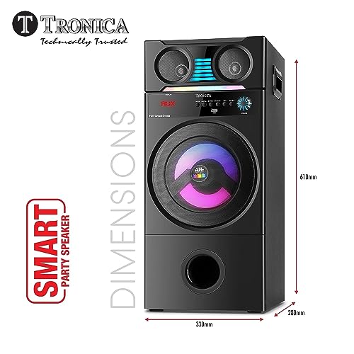 Image of TRONICA Premium Series PS-02 MOGAMBO Wooden 130W Party DJ Home Theater System with 2 Karaoke mics (one Wireless & one Wired) & Remote & Vivid Light Effects - Home Theatre