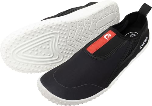 CRESSI Kiwi Shoes Black/Red White Sole 46 - Chaussure Unisex idéale pour Les Sports Nautiques et Les Promenades en Milieu Humide, à la Mer et sur la Plage, Noir/Rouge Semelle Blanche, 46