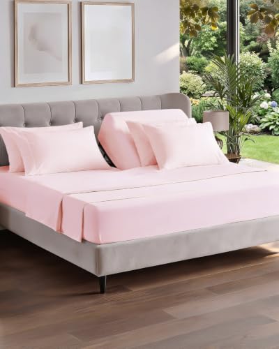 Image of Flex Top Split Head King 6 Piece Sheet Set - Soft & Cooling - Lavender | Ultra Soft Hotel Luxury Bedding Set w / 8-16 Inch Deep Pockets, 1 Flat & 1 Split-Head Fitted Sheet & 4 Pillowcases, Fade Free