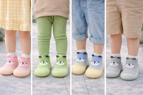 Image of First Walking Shoes Non Slip Lightweight Rubber Sole with Memory Insole Protect Toes Toddler Infant Indoor Multi Color (Note: Random Color Will be Send)(one Pair of Shoe only)