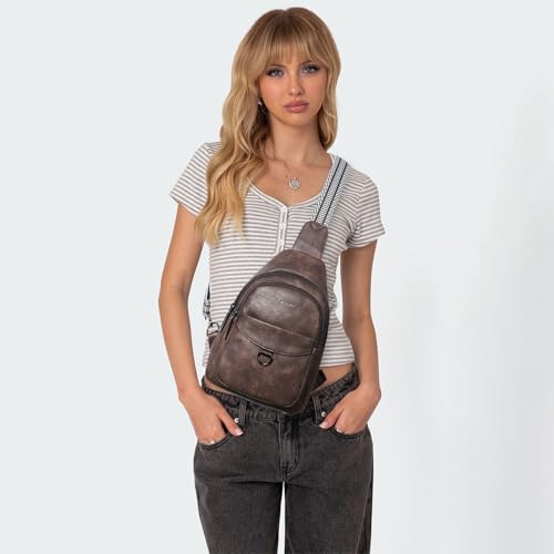 Image of LATMAP 7L Sling Bag for Women Men Crossbody Belt Bag Small Travel Sling Backpack Anti Theft Chest Daypack Purse Faux Leather