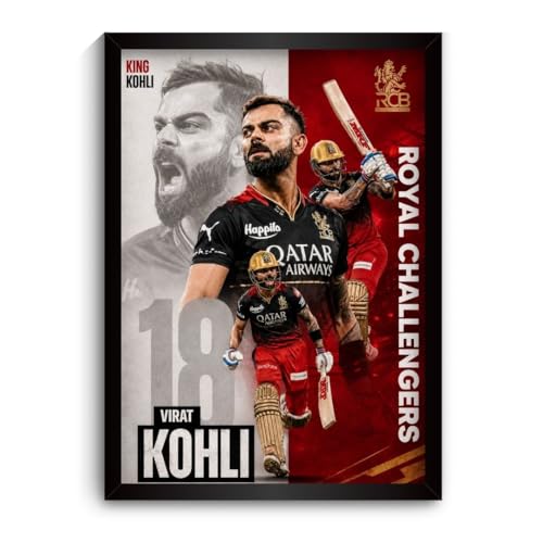 Image of Funk You Store Virat Kohli Framed Poster | King Kohli 18 Wall Art | RCB Edition | Cricket Legend | Premium Sports Decor for Cricket Fans | Motivational Wall Poster (F 178)