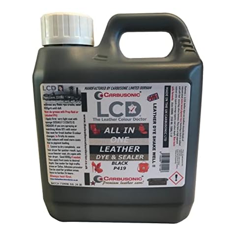 Carbusonic All in one Leather dye and sealant, Interior Leather Paint for Car Seats, Sofas, Arm Chairs, Shoes, Handbags & More. (Black, 1 Litre) Cover