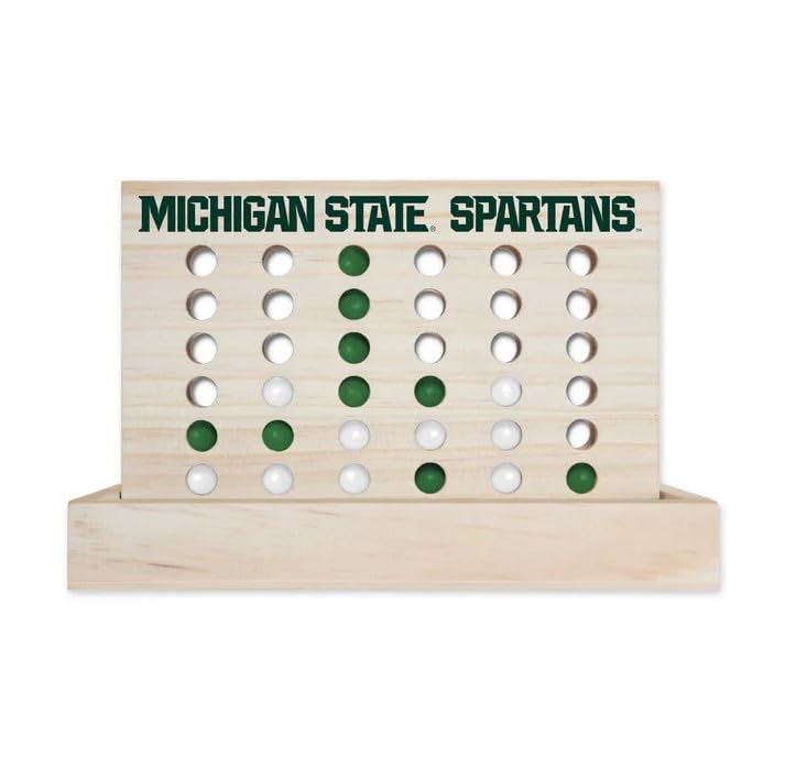 Rico Industries NCAA Mini Travel Team 4 in A Row Mini Game- Wooden, Team Colors, 5.5" x 8" (Michigan State)