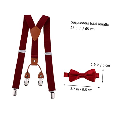 Beaupretty 1Set Adjustable Suspenders Set with Matching Bow Tie Premium Quality Clips for Boys for Parties Weddings Birthdays School Events2