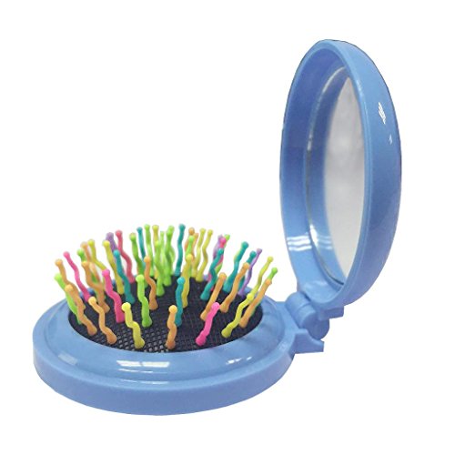 LOUISE MAELYS 1Pcs Folding Mini Pocket Hair Comb with Mirror Travel Set Gift Idea