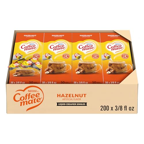 Nestle Coffee mate Coffee Creamer, Hazelnut, Liquid Creamer Singles, Non Dairy, No Refrigeration, 0.375 fl oz Tubs (Pack of 200)