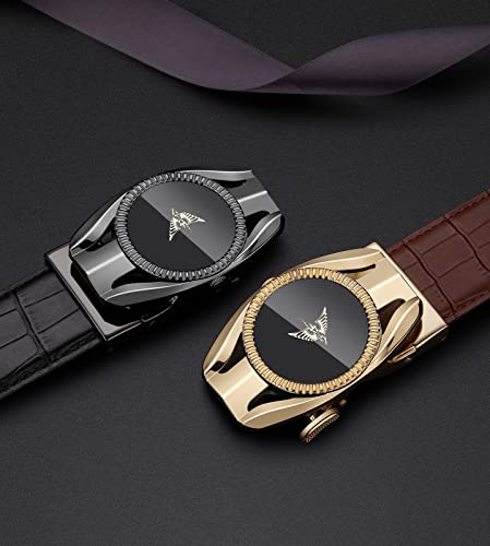 VANNANBA Mens Designer Belts Leather Ratchet Belt Fashion with Gold Black Buckle2