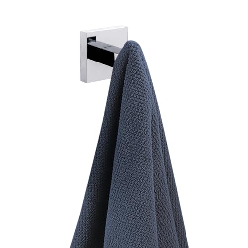 iBathUK Moderno gancho cromado para toalla, accesorio de baño cuadrado de lujo