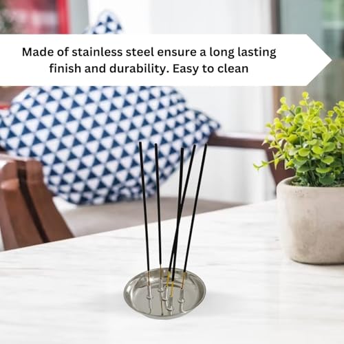Image of Royals Pack of 2 | Stainless Steel Agarbatti Stand with Plate Stainless Steel Incense Holder | Dhoop Stick Holder | Agarbatti Stand | (Small)