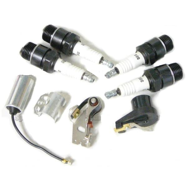 Ignition Tune-Up Kit w/Spark Plugs for Delco Screw Held Cap Distributor on Massey-Ferguson Tractor