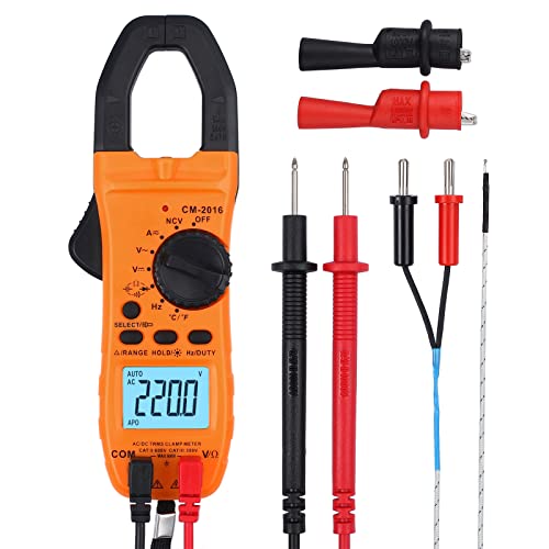 Proster Strommesszange TRMS 6000 Counts mit 1 Paar Krokodilklemme Auto-ranging AC / DC Spannung Strom Widerstand Tester Multimeter Hintergrundbeleuchtung Anzeige und Beleuchtungsfunktion