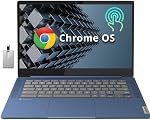 Lenovo Mince 3 Livre de Chrome, 14″ FHD IPS Ordinateur portable à écran tactile MediaTek Autres produits 520 Processeur, 4GB RAM, 64GB eMMC, HD Webcam, haut-parleurs stéréo WiFi 6, Chrome OS, Bleu de l'abîme, 32GB Visage chaud USB Carte