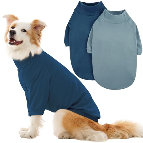 IECOii 2 Pack XL Dog Fleece Sweater for Medium Dogs, Warm Dog Turtleneck with Stretch for Beagle, Cozy Fall Winter Pullover Dogs Sweatshirt with Sleeve, Indoor & Outdoor Sweaters for Walking