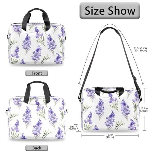 Bolso para laptop 15.6-16 pulgadas con diseño floral violeta miniatura 6