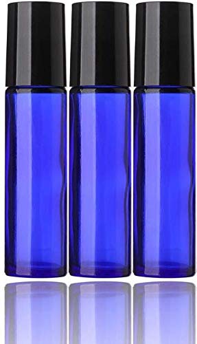 DINEMART 10ml (1/3oz) Empty Glass Roll On Bottles with Metal Ball STAINLESS STEEL ROLLER,Cobalt Blue Glass Roll ons Bottles For Aromatherapy, Essential Oils, Perfumes and Lip Balms Set of 3-image-46