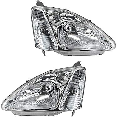 Headlight Assembly Set of 2 - Compatible with 2002-2003 Honda Civic Si Hatchback