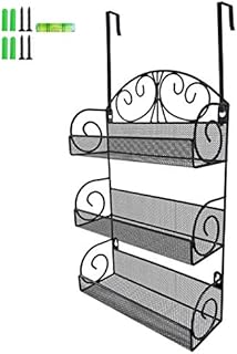 Giftgarden 3 Tier Over The Door Spice Rack, Wall Mount Hanging Spice Organizer for Cabinet Pantry Kitchen, Black