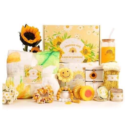 DORBOKER Presentes De Girassol Para Mulheres, Cesta Melhoras Pacote Cuidados Com 15 Peças, Presente Se Sentir Melhor, Kit Bem-Estar Cirúrgico, Caixa Aniversário "Pensando Em Você" Sua Mãe, Amiga, Co
