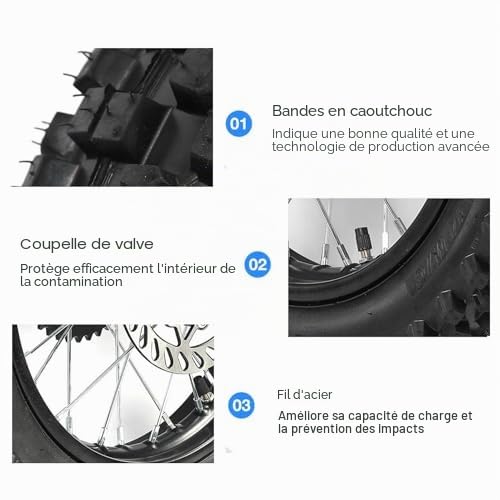 Pneu de Bord de Roue Arrière de 12 Pouces, Bord de Roue Arrière 80/100-12, Essieu de 15 Mm, Pignon 420 41T pour Apollo, SSR, XR, CRF Dirt Pit Bike, Tao Kayo TSD 110 TD 125