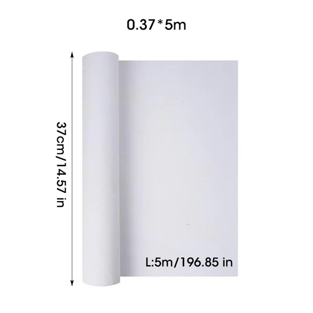 Rollo de lona de algodón profesional, longitud 5 m, rollo de lona blanca en blanco, ancho 27, 57 y 87 cm, 1 unidad(37CM)