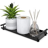 DOKU Toilet Paper Basket, Bathroom Counter Tray with Handle, Toilet Tank Topper Paper Basket Storage for Organizing, Matte Black