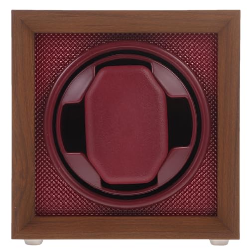Ciieeo Caja Enrolladora para Relojes Automática de Madera Negra Nogal Panel Interior ABS Rojo Burdeos 1 0 Modos Ajustables Agitador Silencioso para Relojes Mecánicos y Coleccionistas